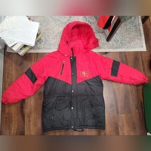 San Francisco 49ers NFL Puff Jacket With Removable Hood Adjustable Waist